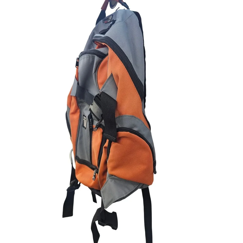 Ful Backpack Orange Grey Multi Pocket Padded Tech Bag Gorpcore Rugged Canvas